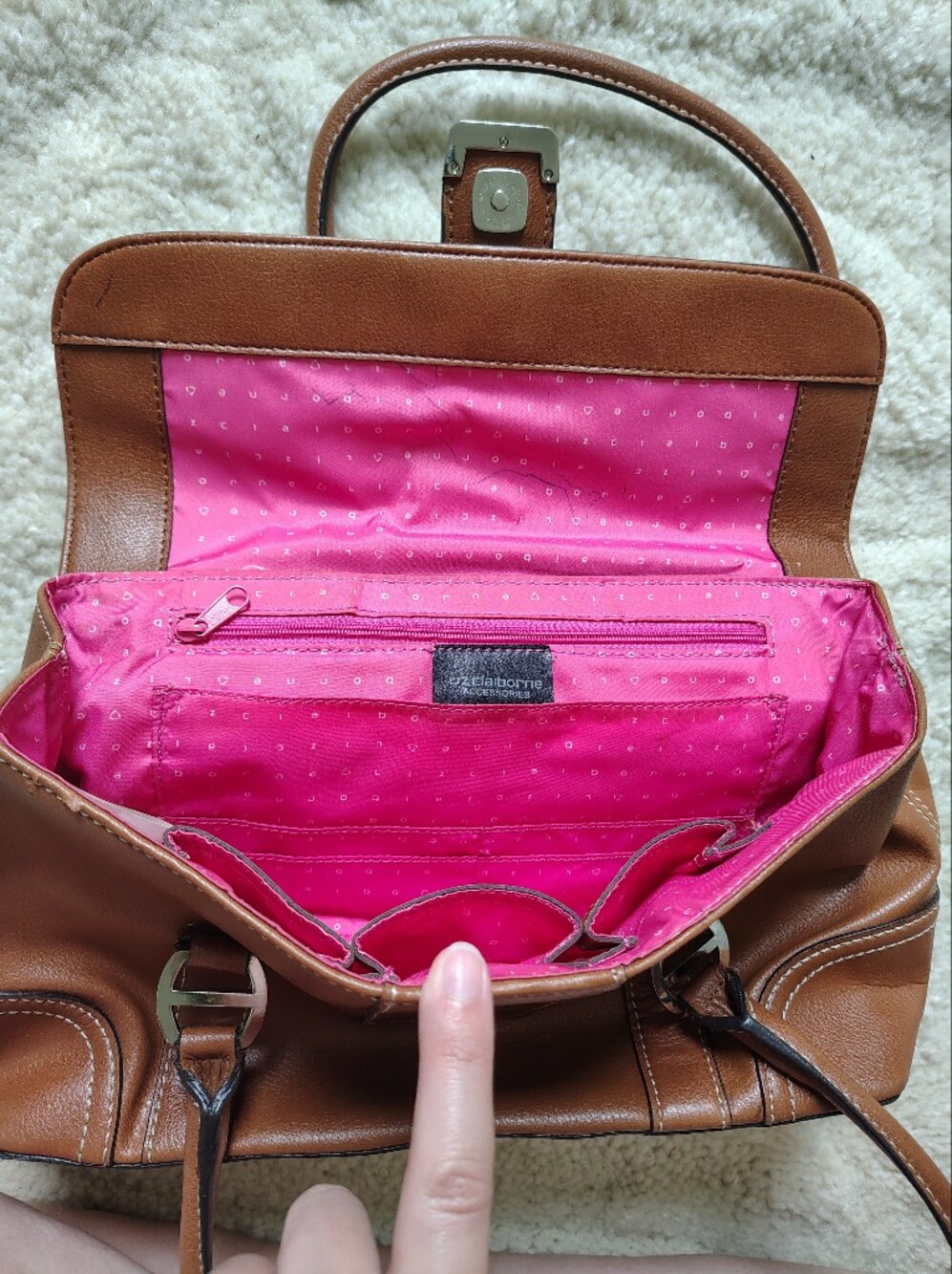Liz Claiborne Brown Faux Leather Shoulder Bag - Picture 8 of 16
